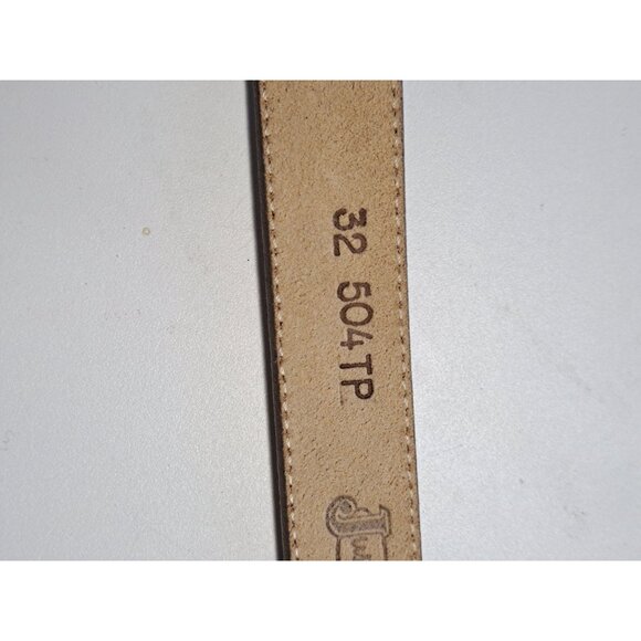 Justin Top Grain Cowhide Belt W/Silver Brown Scalloped Buckle Size 32 Women's - Picture 5 of 10